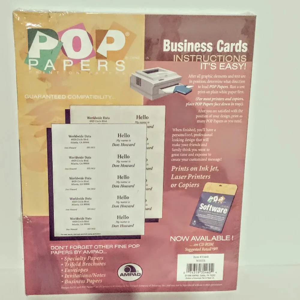 POP Papers Business Cards No. #35460 White